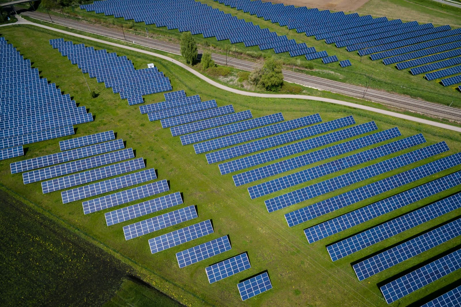 Aerial view of a solar farm